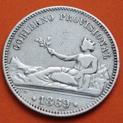 . @RARA@ ESPAÑA Gobierno Provisional 1 PESETA 1869 SNM DAMA SENTADA KM.652 MONEDA DE PLATA Spain R/1
