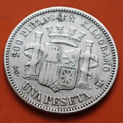 . @RARA@ ESPAÑA Gobierno Provisional 1 PESETA 1869 SNM DAMA SENTADA KM.652 MONEDA DE PLATA Spain R/1