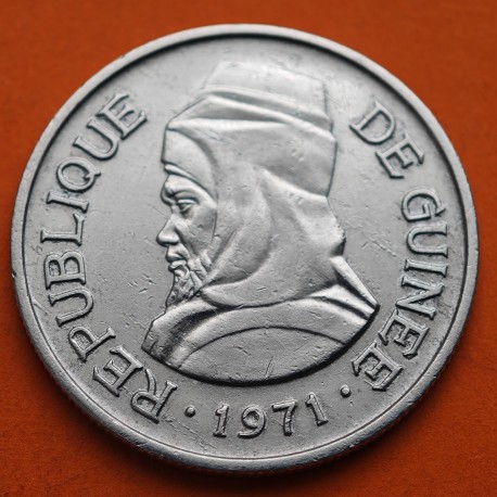 GUINEA 5 SYLIS 1971 TOUAREG KM.45 MONEDA DE ALUMINIO MBC+ Republique de Guinee