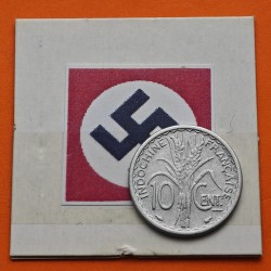 INDOCHINA FRANCESA 10 CENTIMOS 1945 DAMA KM.28.1 MONEDA DE ALUMINIO MBC Época NAZI III REICH WWII Indochine FRANCIA R/2