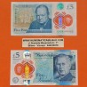 . @1º BILLETE de CARLOS III@ INGLATERRA 5 LIBRAS 2024 KING CHARLES III Pick 398 de PLÁSTICO @SC + DOBLEZ@