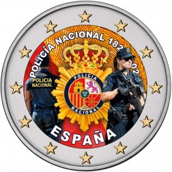 . 1 aaacoin @ENVIO HOY@ COLOR Nº 6 - ESPAÑA 2 EUROS 2024 POLICÍA NACIONAL 200 ANIVERSARIO Cápsula MONEDA CONMEMORATIVA