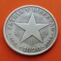 . @RARA@ CUBA 40 CENTAVOS 1920 ESTRELLA PATRIA y LIBERTAD KM.14 MONEDA DE PLATA MBC- Caribe silver