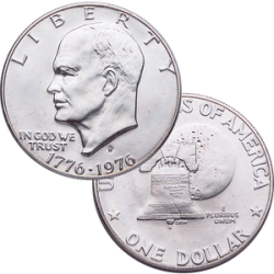 . 1 Moneda NUEVA SC x ESTADOS UNIDOS 1 DOLAR 1976 S EISENHOWER BICENTENNIAL 1776 KM.206A PLATA USA 1 Dollar