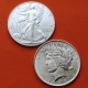 . 2 monedas SC x ESTADOS UNIDOS 1 DOLAR 1923 PEACE KM.150 + 1 DOLAR 2023 EAGLE PLATA Onza Oz USA $1 Dollar silver coin