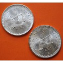 . 2 monedas SC x MEXICO 1 ONZA 1979 + 1980 BALANZA y PRENSA DE ACUÑAR KM.M49 PLATA + IMPERFECCIONES silver OZ TROY