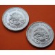 . 2 monedas x MEXICO 5 PESOS 1947 + 1948 INDIO CUAUHTEMOC KM.465 PLATA EBC- silver coin 1,75 ONZAS