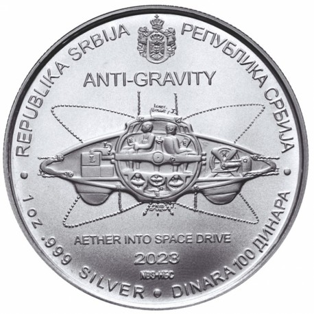 . 1 aacoin SERBIA 100 DINARA 2023 NIKOLA TESLA AVION ANTI-GRAVITY MONEDA DE PLATA silver OZ Srbija Republika ONZA