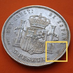 @RARA@ ESPAÑA 5 PESETAS 1893 * 18 9- PGV REY ALFONSO XIII KM.700 MONEDA DE PLATA (DURO) Spain silver R/4