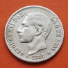 ESPAÑA Rey ALFONSO XII 50 CENTIMOS 1881 * 8/1 MSM REY y ESCUDO KM.685 MONEDA DE PLATA MBC+ Spain R/2