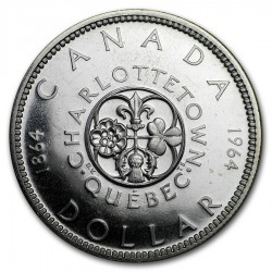 CANADA 1 DOLAR 1964 1864 CHARLOTTETOWN QUEBEC KM.58 MONEDA DE PLATA SC $1 Dollar silver coin R/1