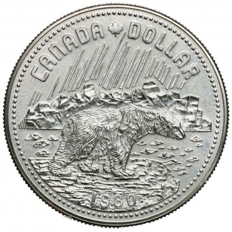 CANADA 1 DOLAR 1980 OSO POLAR KM.128 MONEDA DE PLATA PROOFLIKE $1 Dollar silver Polar Bear