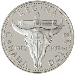 CANADA 1 DOLAR 1982 CABEZA DE BUFFALO REGINA ISABEL II KM.133 MONEDA DE PLATA PROOFLIKE silver 1 Dollar