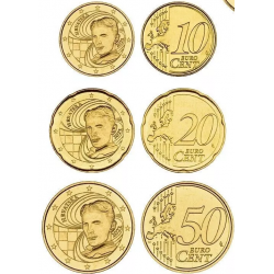 . 3 Monedas SC x CROACIA 10 CENTIMOS 2023 + 20 CENTIMOS 2023 + 50 CENTIMOS 2023 NIKOLA TESLA LATÓN Croatia