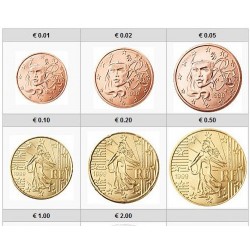 . 6 Monedas @ULTIMO AÑO DEL VIEJO DISEÑO@ FRANCIA 1+2+5+10+20+50 CENTIMOS 2021 todas SIN CIRCULAR