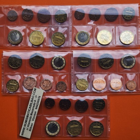 . @VER FOTOS@ 35 monedas x ALEMANIA MONEDAS EURO 2012 SC 1+2+5+10+20+50 Centimos + 1 EURO Letras A+D+F+G+J