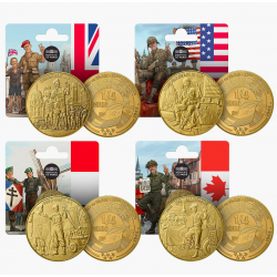 . 1 aaaaaacoin @BLISTER@ FRANCIA 1/4 EURO 2025 DÍA DE LA VICTORIA - SOLDADOS V-E DAY 2ª Guerra Mundial 4 MONEDAS LATON