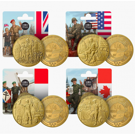 . 1 aaaaaacoin @BLISTER@ FRANCIA 1/4 EURO 2025 DÍA DE LA VICTORIA - SOLDADOS V-E DAY 2ª Guerra Mundial 4 MONEDAS LATON