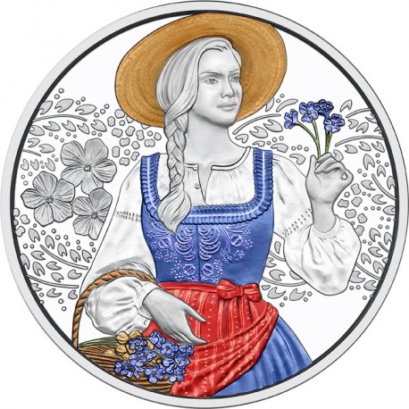 . 1 aaaaaacoin @PLATA PROOF COLORES@ AUSTRIA 10 EUROS 2025 LINO DIRNDL Serie TRAJES TRADICIONALES 1ª MONEDA Estuche