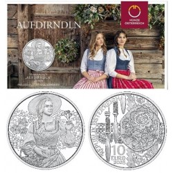 . 1 aaaaaacoin @PLATA BLISTER@ AUSTRIA 10 EUROS 2025 LINO DIRNDL Serie TRAJES TRADICIONALES 1ª MONEDA SIN CIRCULAR