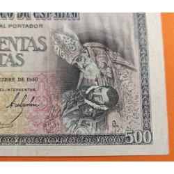ESPAÑA 500 PESETAS 21 de OCTUBRE de 1940 ENTIERRO del CONDE ORGAZ Serie 1758082 @RARO BILLETE@ EBC