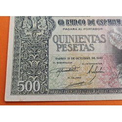 ESPAÑA 500 PESETAS 21 de OCTUBRE de 1940 ENTIERRO del CONDE ORGAZ Serie 1758082 @RARO BILLETE@ EBC