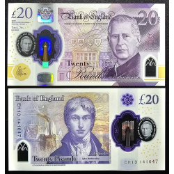 . 1º BILLETE de CARLOS III x INGLATERRA 20 LIBRAS 2024 KING CHARLES III Pick 400 BILLETE SC UK Pounds UNC BANKNOTE
