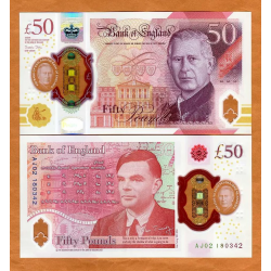 . @NUEVO y ESCASO - 1º BILLETE de CARLOS III@ INGLATERRA 50 LIBRAS 2024 KING CHARLES III Pick 401 UK Pounds UNC BANKNOTE