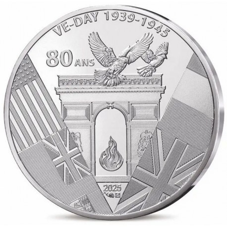 . 1 aaaaaacoin @Tirada 10.000@ FRANCIA 10 EUROS 2025 DÍA DE LA VICTORIA - V-E DAY 2ª Guerra Mundial MONEDA DE PLATA Blister