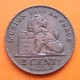 BELGICA 2 CENTIMOS 1909 LEÓN Leyenda DES BELGES Rey LEOPOLDO II KM.35.1 MONEDA DE COBRE MBC++ Belgium 2 Cents