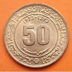 ARGELIA 50 CENTIMOS 1973 LIBRO, BRUJULA y PROBETA KM.102 MONEDA DE LATON SC- Algeria Algerie
