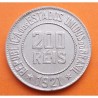 . República de los Estados Unidos do BRASIL 200 REIS 1921 ALEGORIA y VALOR KM.519 MONEDA DE NICKEL MBC++ Brazil