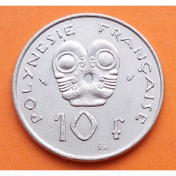 POLINESIA FRANCESA 10 FRANCOS 1993 DAMA ABORIGEN y MASCARA ABORIGEN KM.8 MONEDA DE NICKEL SC- Polynesie Francaise