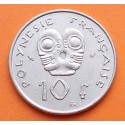 POLINESIA FRANCESA 10 FRANCOS 1993 DAMA ABORIGEN y MASCARA ABORIGEN KM.8 MONEDA DE NICKEL SC- Polynesie Francaise