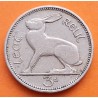 IRLANDA 3 PENIQUES 1961 CONEJO KM.12A MONEDA DE NICKEL MBC Ireland Eire 3 Pence RABBIT