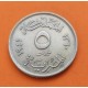 EGIPTO 5 MILLIEMES 1938 REY FAROUK KM.363 MONEDA DE NICKEL MBC+ Egypt
