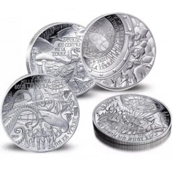 . 1 aaaacoin 4 MONEDAS x FRANCIA 10 EUROS 2025 AÑO DE JULIO VERNE El Arte de la Pluma PLATA ESTUCHE Tirada 3.000