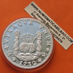 . @COLUMNARIO 8 REALES 1732 Tirada 4.800@ Banco de MEXICO 5 ONZAS 1987 KM.MB.49 MEDALLA de PLATA PURA PROOF TROY OZ silver