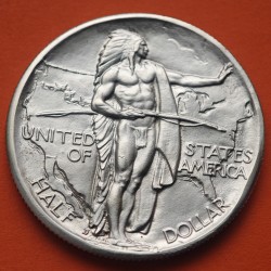 . @LUJO@ ESTADOS UNIDOS 1/2 DOLAR 1937 D JEFE INDIO - OREGON TRAIL KM.159 MONEDA DE PLATA USA Half Dollar Commemorative