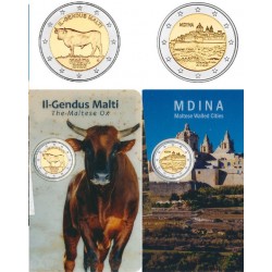 . 1 aaaaaaaaacoin @11/JUNIO Envío - ESTUCHE@ MALTA 2 EUROS 2025 BUEY + CIUDADELA DE MDINA 2 MONEDAS CONMEMORATIVAS