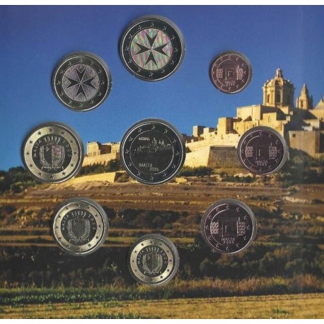 . 1 aaaaaaacoin @INCLUYE 2 EUROS 2025 MDINA@ MALTA CARTERA OFICIAL EUROS 2025 SC 1 Centimo a 2 EUROS Tirada 10.000