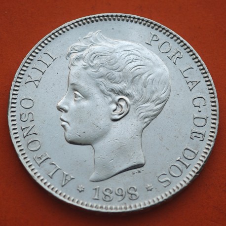 ESPAÑA 5 PESETAS 1898 * 18 98 SGV REY ALFONSO XIII KM.707 MONEDA DE PLATA (DURO) Spain silver R/4