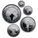 . 5 monedas x ESPAÑA V CENTENARIO 100+200+500+1000+2000 PESETAS 1989 FDC PLATA 1ª Serie 5 Valores 1,50 ONZAS
