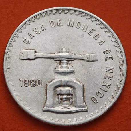 . @UNA ONZA TROY DE PLATA PURA@ MEXICO 1 ONZA 1980 BALANZA KM.M49 MONEDA DE PLATA MBC+ OZ Mejico R/3