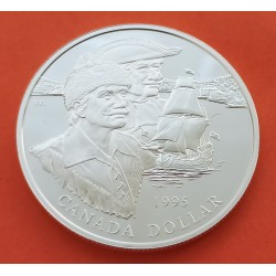 CANADA 1 DOLAR 1995 BAHIA DE HUDSON y BARCO KM.239 MONEDA DE PLATA PROOFLIKE $1 Dollar silver coin