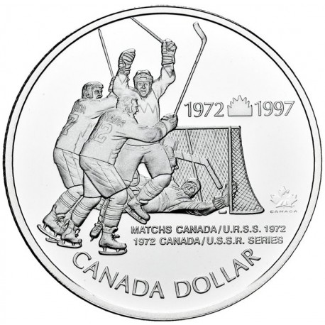 CANADA 1 DOLAR 1997 URSS 25 YEARS ICE HOCKEY SUMMIT SERIES KM.282 MONEDA DE PLATA PROOFLIKE Silver Dollar