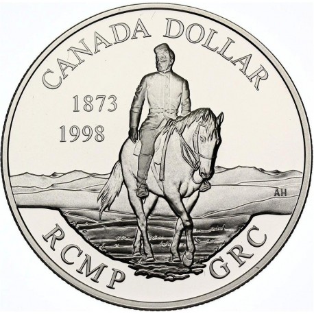 CANADA 1 DOLAR 1998 REAL POLICIA MONTADA RCMP 125 ANIVER. KM.306 MONEDA DE PLATA PROOFLIKE silver $1 Dollar