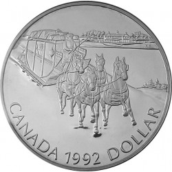 CANADA 1 DOLAR 1992 DILIGENCIA KINGSTON STAGECOACH KM.210 MONEDA DE PLATA PROOFLIKE Silver Dollar