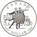 CANADA 1 DOLAR 2001 NATIONAL BALLET KM.414 MONEDA DE PLATA PROOFLIKE $1 Silver Dollar