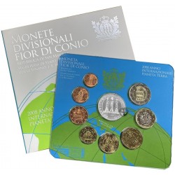 SAN MARINO CARTERA OFICIAL EUROS 2008 SET KMS 1+2+5+10+20+50 CENTIMOS 1 EURO + 2 EUROS 2008 + 5 EUROS PLATA